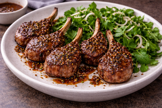 Black Pepper Lamb Chops with Warm Herb Salad