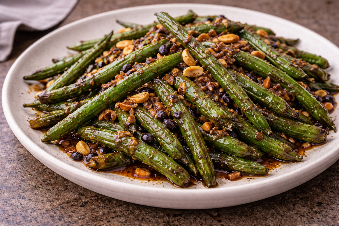 Blistered Green Beans with Sambal Black Bean and Toasted Garlic