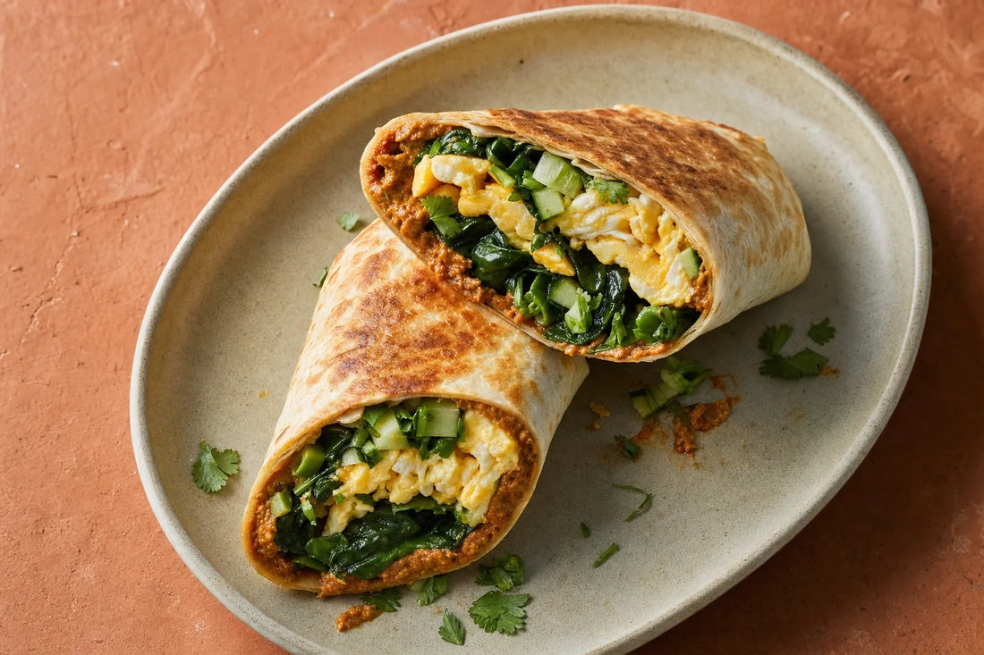 Classic Peanut Breakfast Wrap with Eggs and Greens