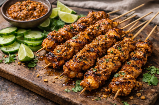 Classic Peanut Chicken Satay Skewers