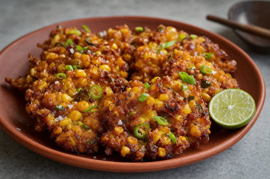 Crispy Shallot Sambal Corn Fritters