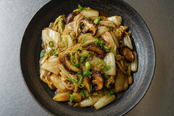 Hokkien Mee Braised Napa Cabbage with Shiitakes