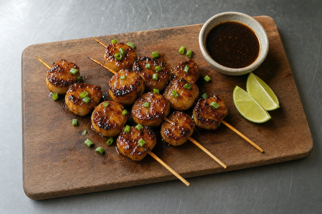 Hokkien Mee Glazed Scallop Skewers