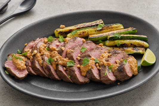 Lemongrass Peanut Lamb Tenderloin with Charred Cucumbers