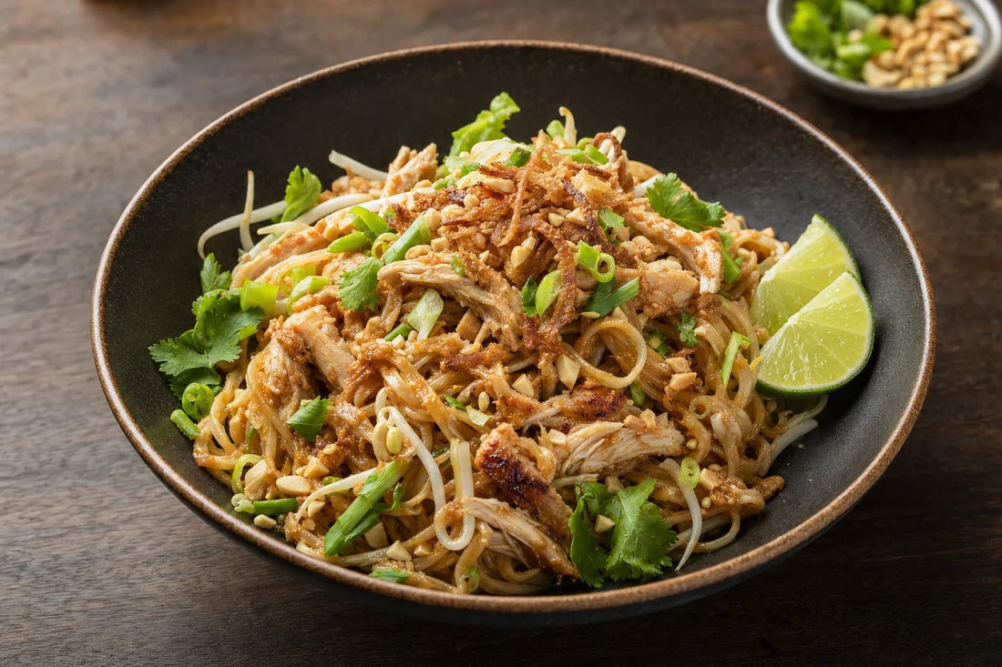 Lemongrass Peanut Noodles with Roast Chicken