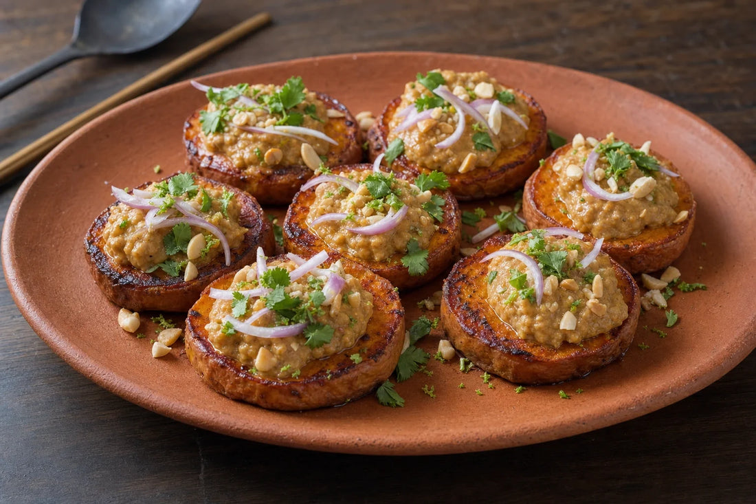 Lemongrass Peanut Sweet Potato Rounds
