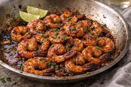 Sambal Butter Prawns with Crispy Garlic