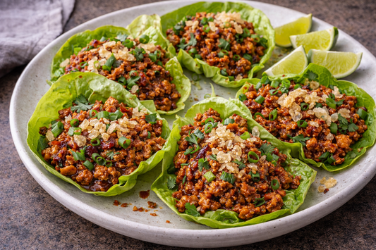 Sambal Tumis Turkey Lettuce Cups with Crispy Rice