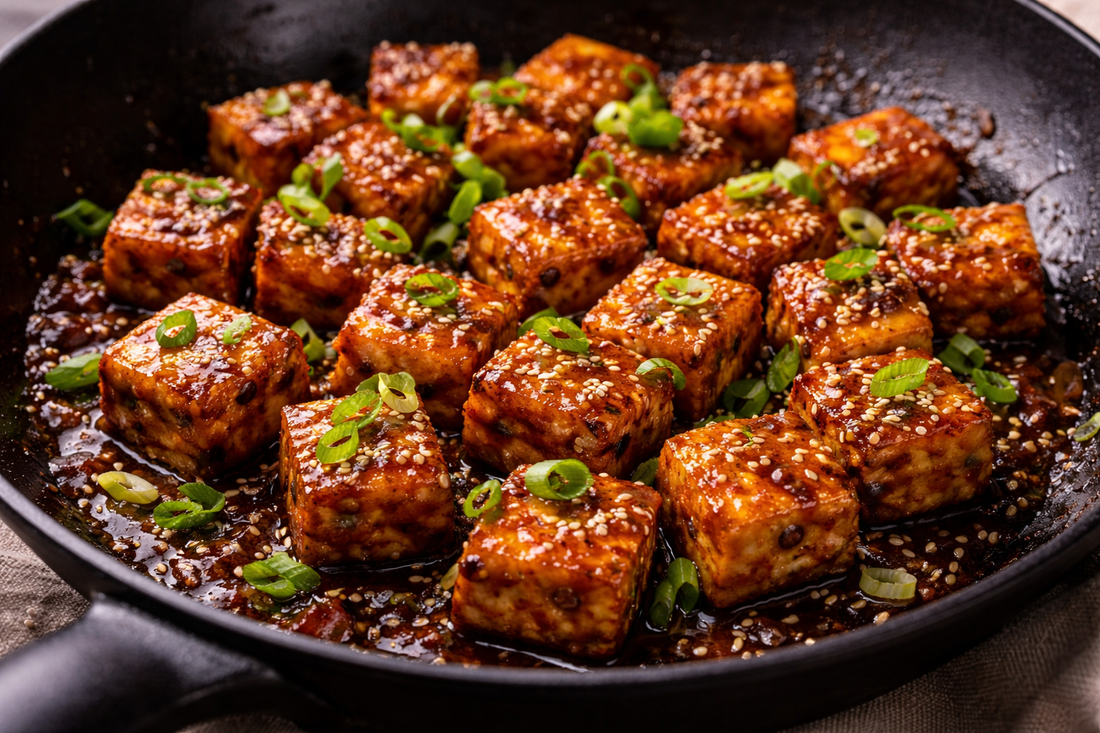 Sticky Sambal Black Bean Tofu Bites