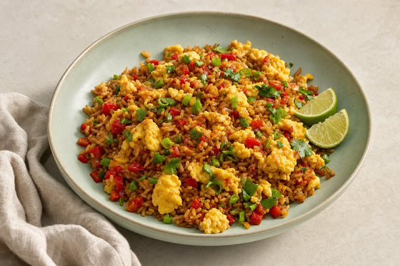Sweet Chili Sambal Breakfast Rice with Soft-Scrambled Eggs