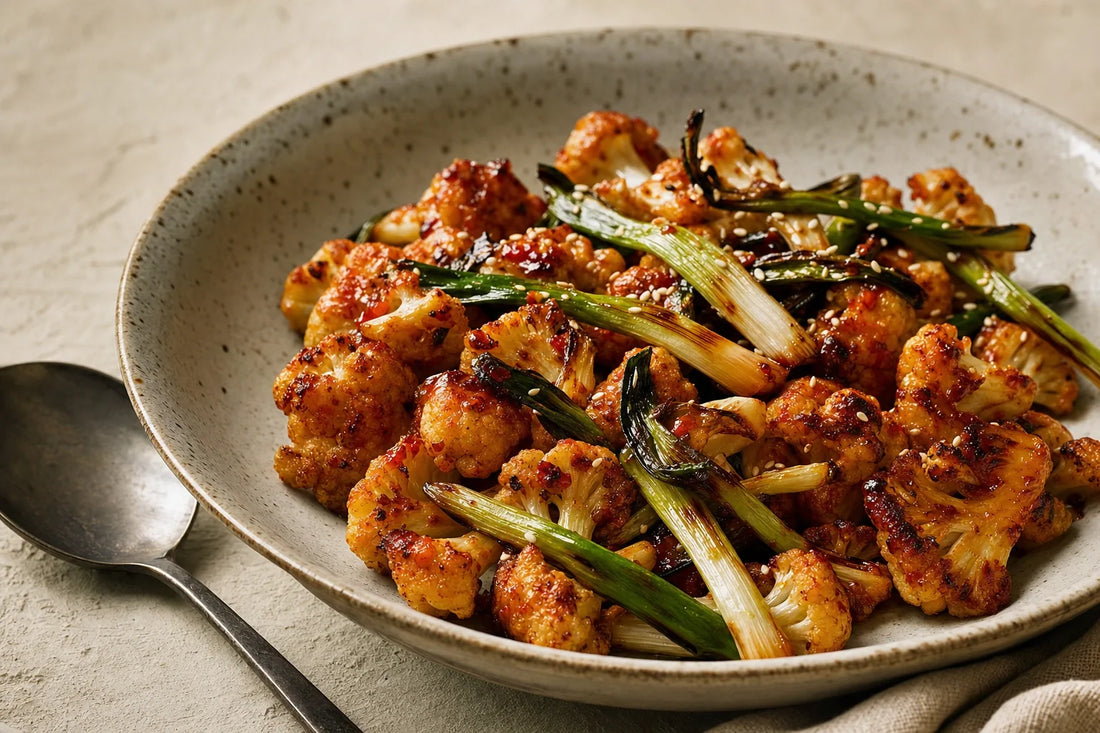 Sweet Chili Sambal Cauliflower with Charred Scallions