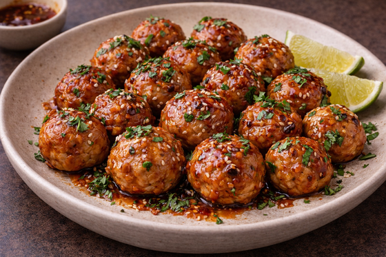 Sweet Chili Sambal Sticky Chicken Meatballs