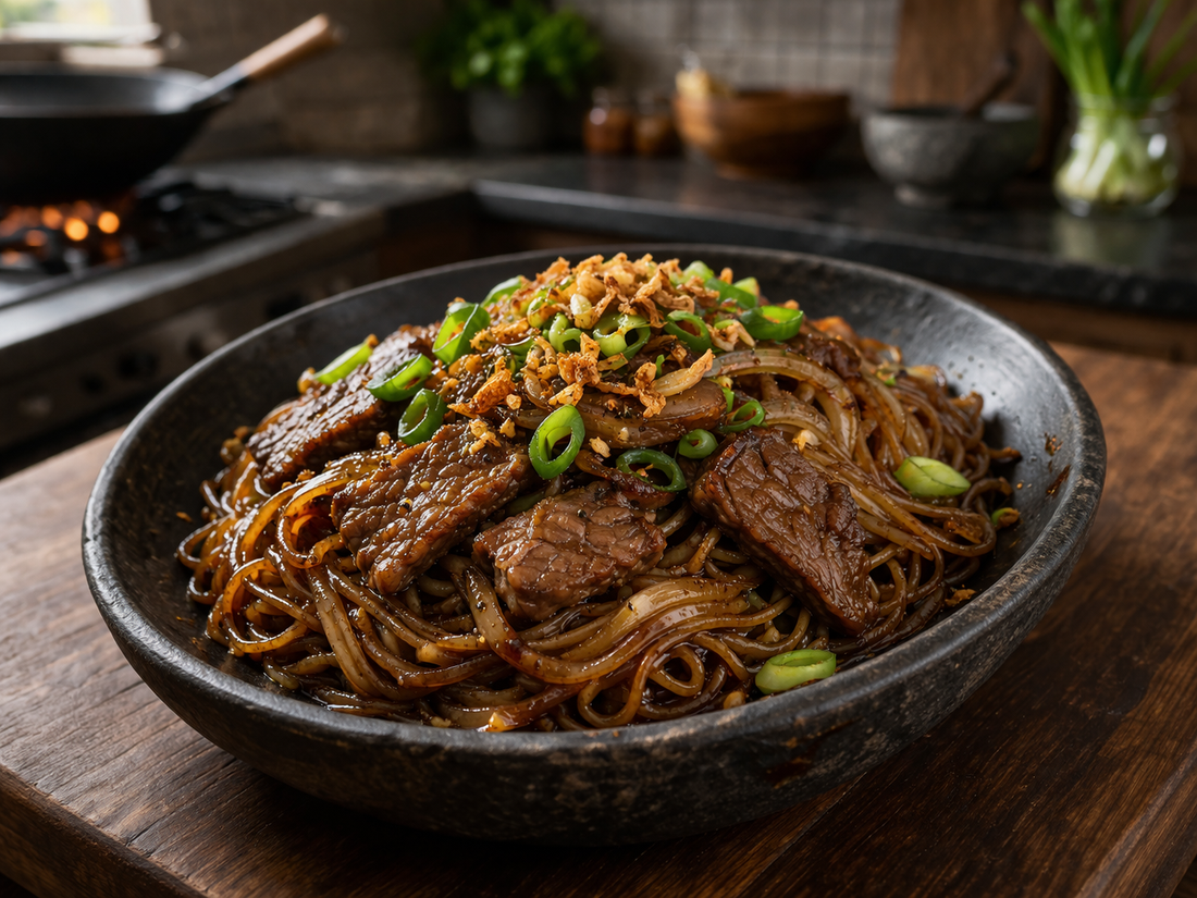 Black Pepper Beef Rice Noodles