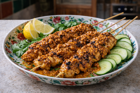 Classic Peanut Chicken Satay with Cucumber and Herbs