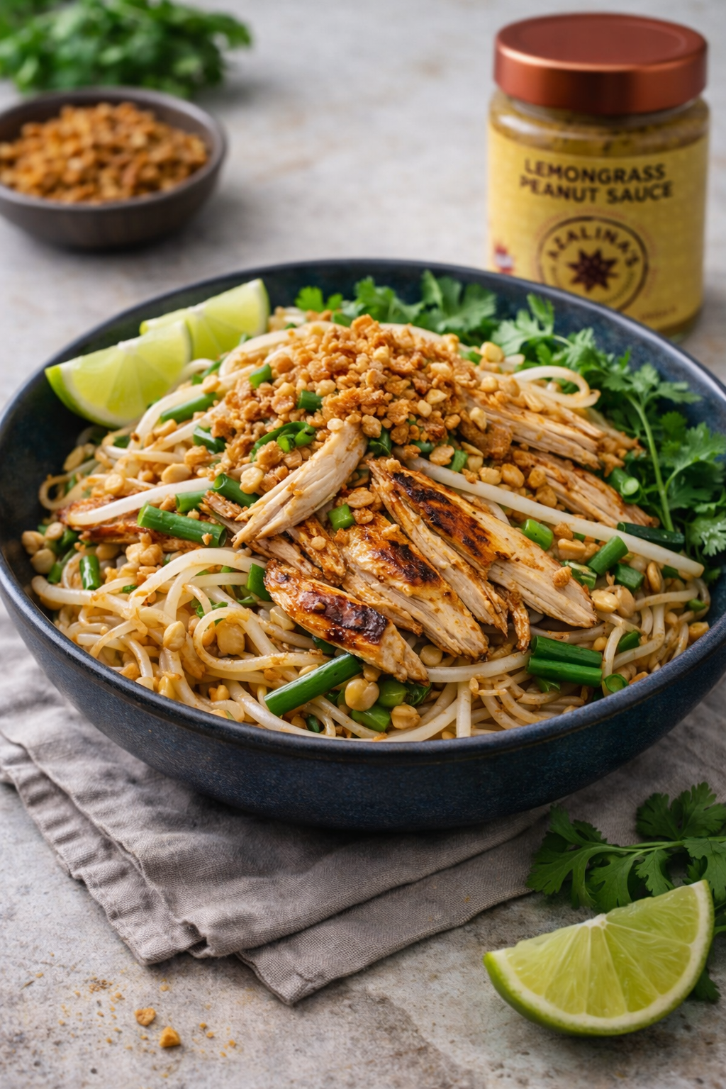 Lemongrass Peanut Noodles with Roast Chicken