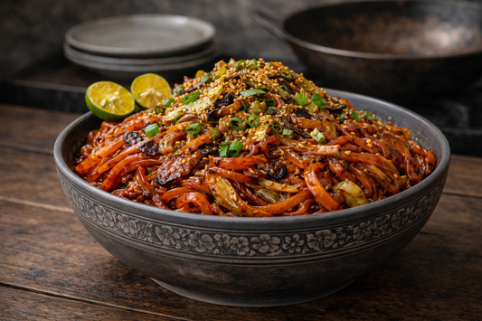Sweet Chili Sambal Rice Noodles with Charred Cabbage