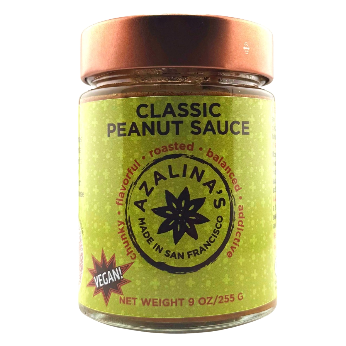 Jar of Azalina's Classic Peanut Sauce on a white background